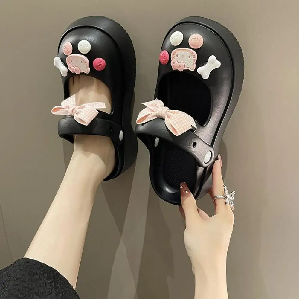 Kawaii Sanrioed Eva Slippers Hello Kitty Female Summer Beach Outside Anti-Slip Thick Sole 2024 Sandals Cinnamoroll Anime Girls