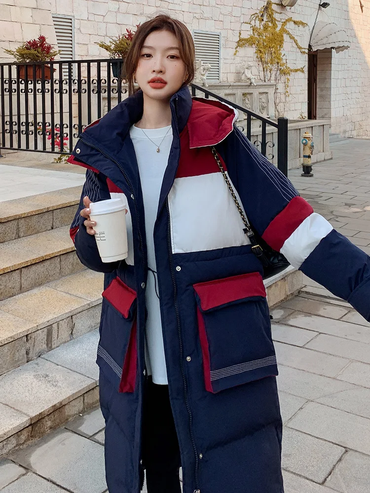 Trendy Coat Women Parker Down Jacket Women\'s 2023 New Winter Warm Hooded Fashion High Quality Splicing Women Down Jacket