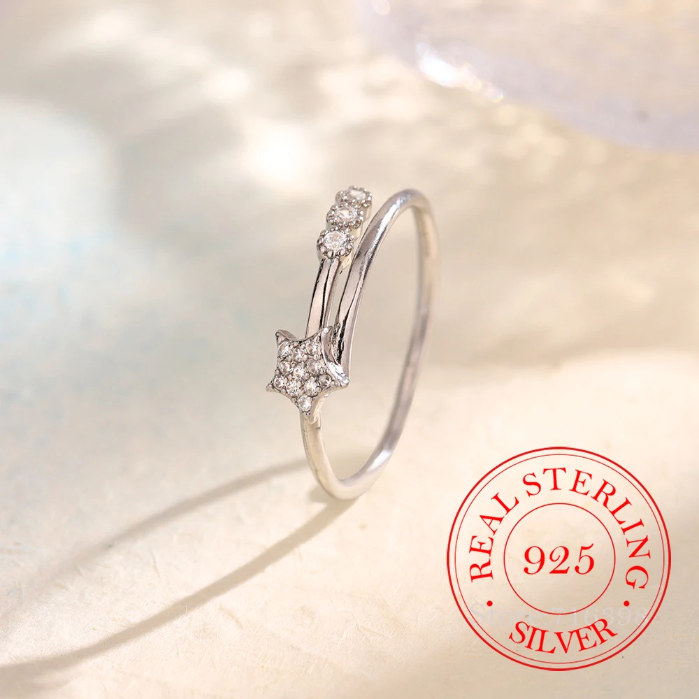 

925 Sterling Silver Finger Rings For Women Grils Korean Geometric Star Simple Party Ring Anillos Mujer Fine Jewelry Wedding Gift