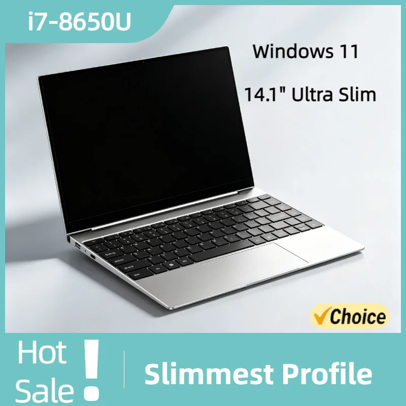 

14.1 Inch Laptop Ultra Slim Windows 11 Intel Core i7 8650U 32GB RAM 2TB SSD Gaming Gamer Office Notebook 1920x1080 HD
