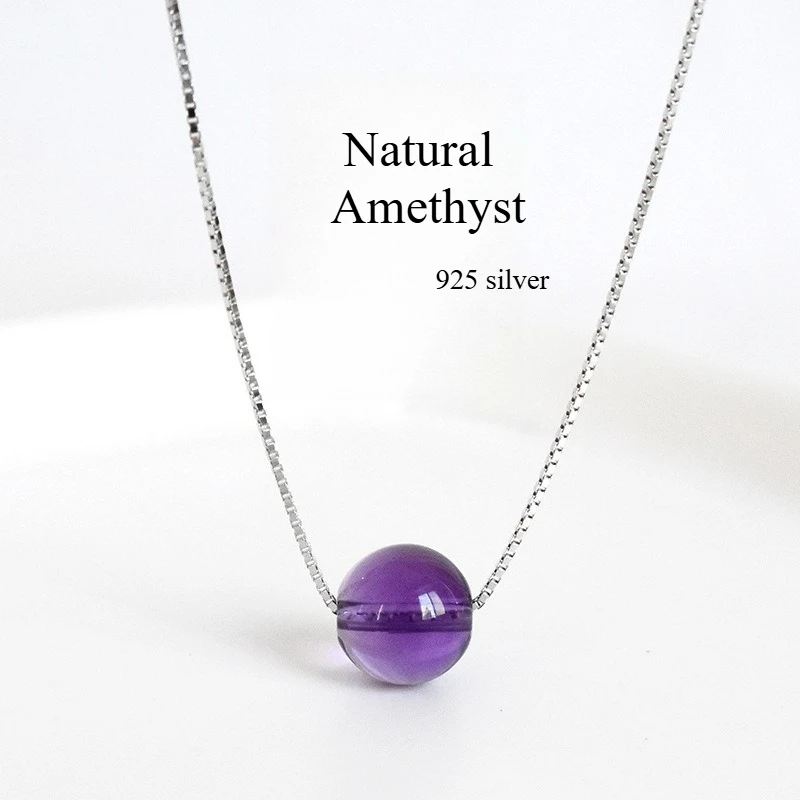 

INS Style Original Design S925 Sterling Silver Natural Amethyst Necklace Chic Minimalist Clavicle Chain for Women Trendy Jewelry