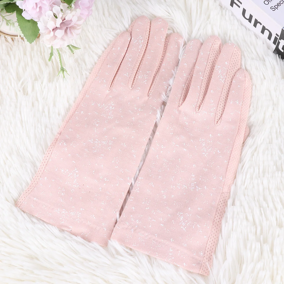 1Pair Uv Protection Gloves Female Summer Wear Telefingers Stretchy Hand Covers Light Pink Protective Gloves for Outdoor
