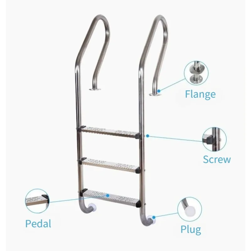 Stainless Steel Pool Ladder, 5-step Non-buried Model, Suitable for Pool Depths of 1.5-1.8m, The Ideal Choice for Leisure Pools