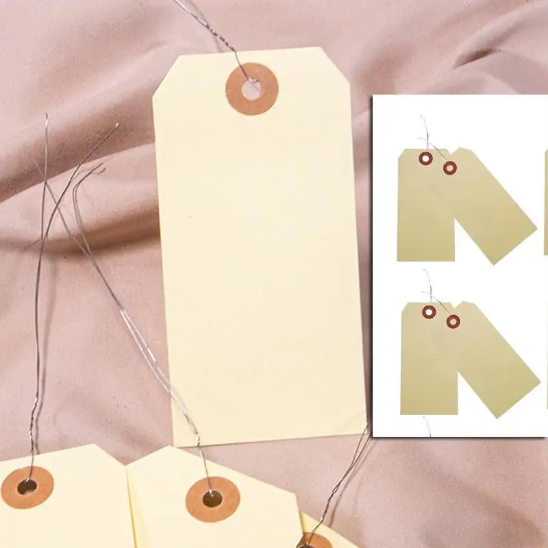 

100 Pcs Manila Tags with Eyelets Price Blank for Packing Steel Wire Packaging Wired
