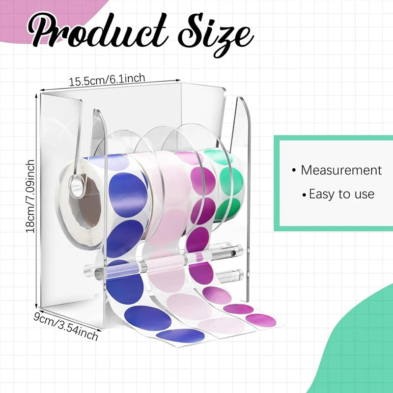 Регулируемый диспенсер для этикеток BAADE, акриловый диспенсер для рулонов наклеек, держатель для рулонов наклеек, прозрачные держатели для этикеток, держатель для наклеек, 4 диска