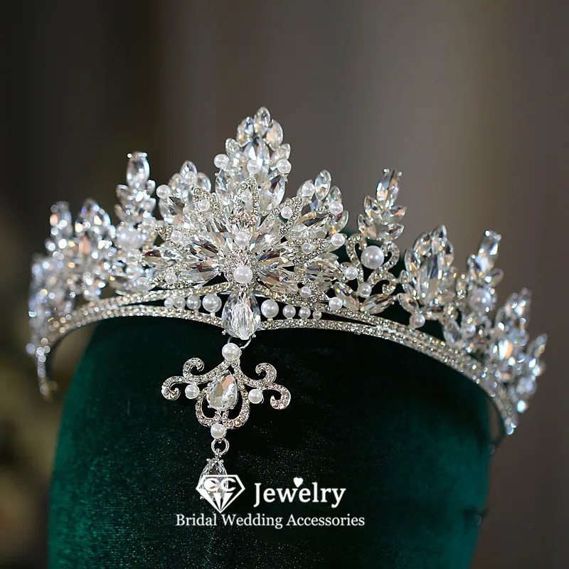 

CC Crowns for Bridal Women Hair Accessories Wedding Hairwear Engagement Hairbands Water Drop Shape Crystal Pendants Crown AN400