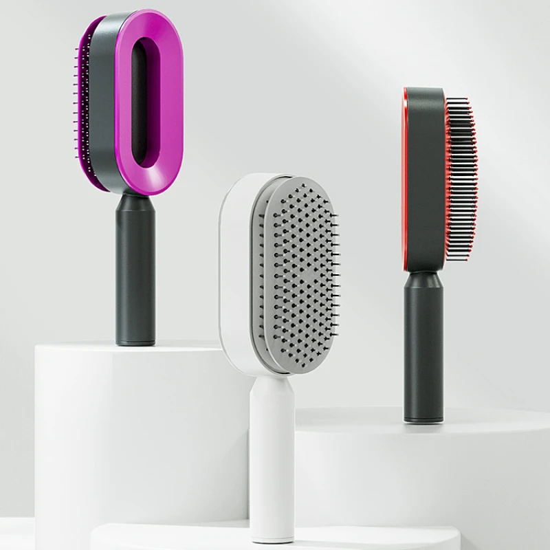 Peigne antistatique pour cuir chevelu de massage, brosse à cheveux sèche et ondulée, brosse à cheveux lissante, airbag pour la perte de cheveux, support bouclé, livres à une touche