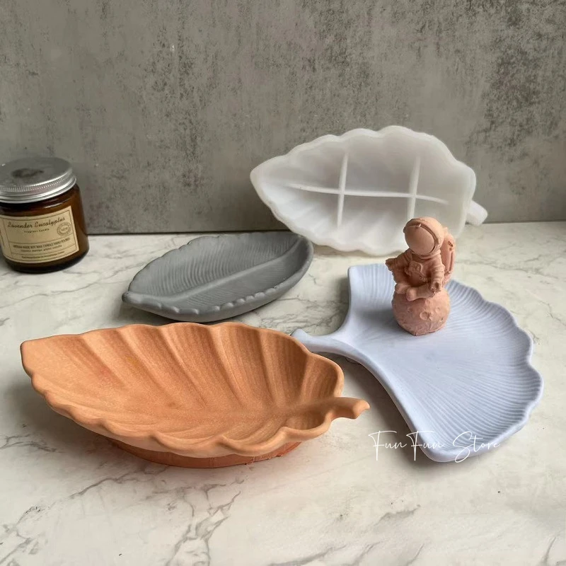 Ginkgo Maple Leaf Shaped Tray Silicone Molds DIY Jewelry Storage Plaster Plate Dish Handmade Gift Concrete Resin Mould Decor