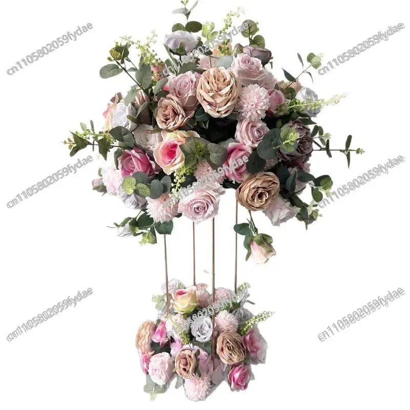 Wedding Flower Ball Luxury Powder Flower Ball Ornament Props Finished Hotel Table Flower Decoration Wedding Scene Arrangement