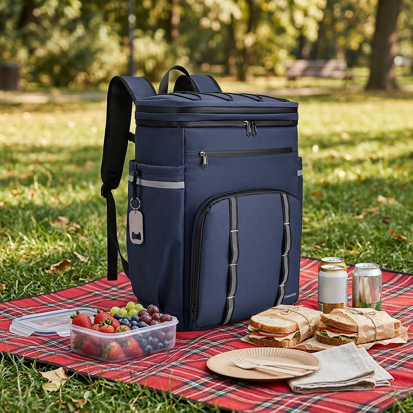 Zoyiancy Blue Large Soft Cooler Bag Holds 45 Cans, 41L Insulated Cooler Backpack, Water-Resistant Lunch Backpack for Travel, Outdoor Camping, Hiking & Picnics