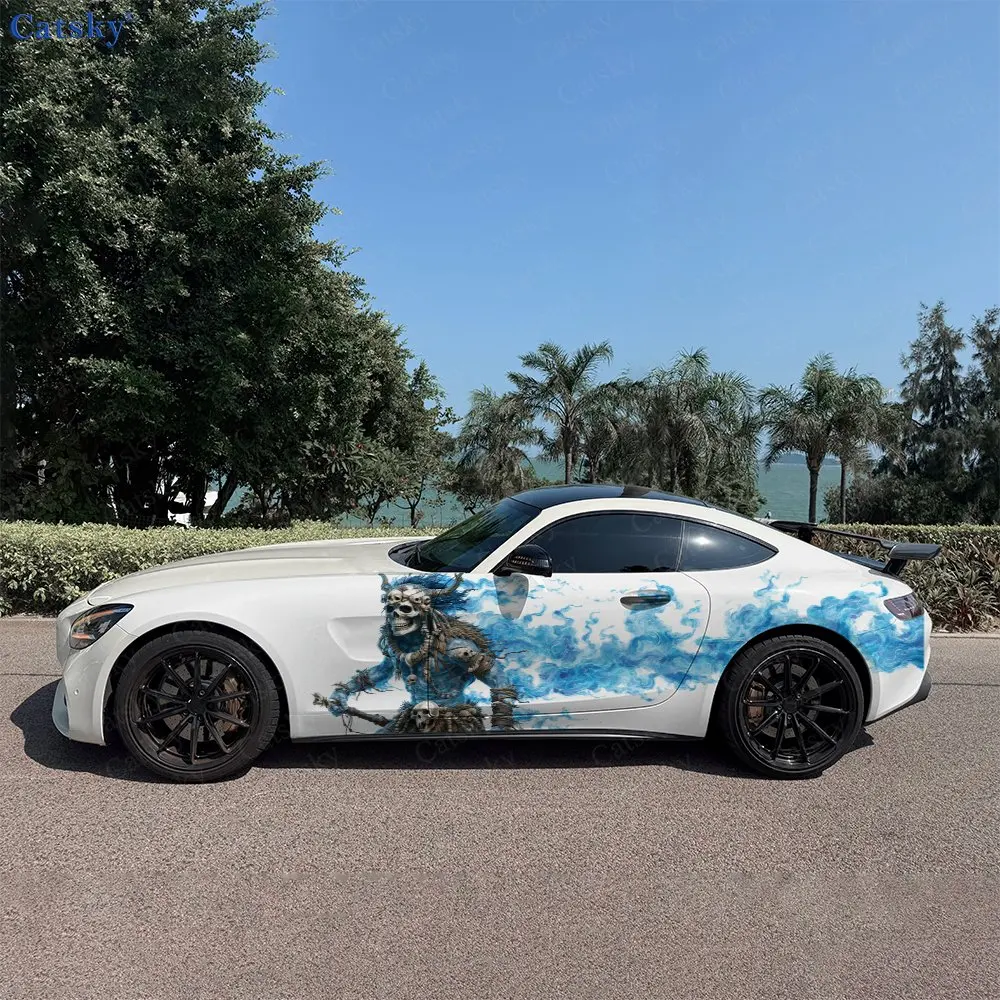 

2pcs Ice Flame Berserker Car Side Wraps, Self-Adhesive PVC Waterproof & Scratch-Resistant Stickers, Car Accessory Gift