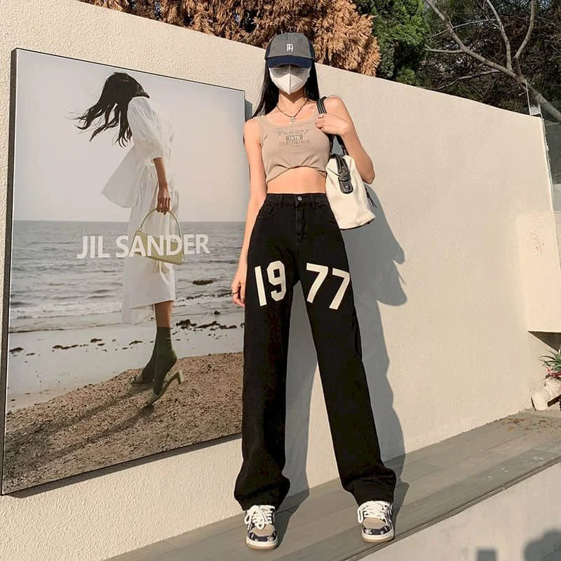 Oversized Jeans Women High Waist Cargo Jeans Women Straight Pants Full Length Vintage Loose Pants Streetwear Wome Baggy Pants