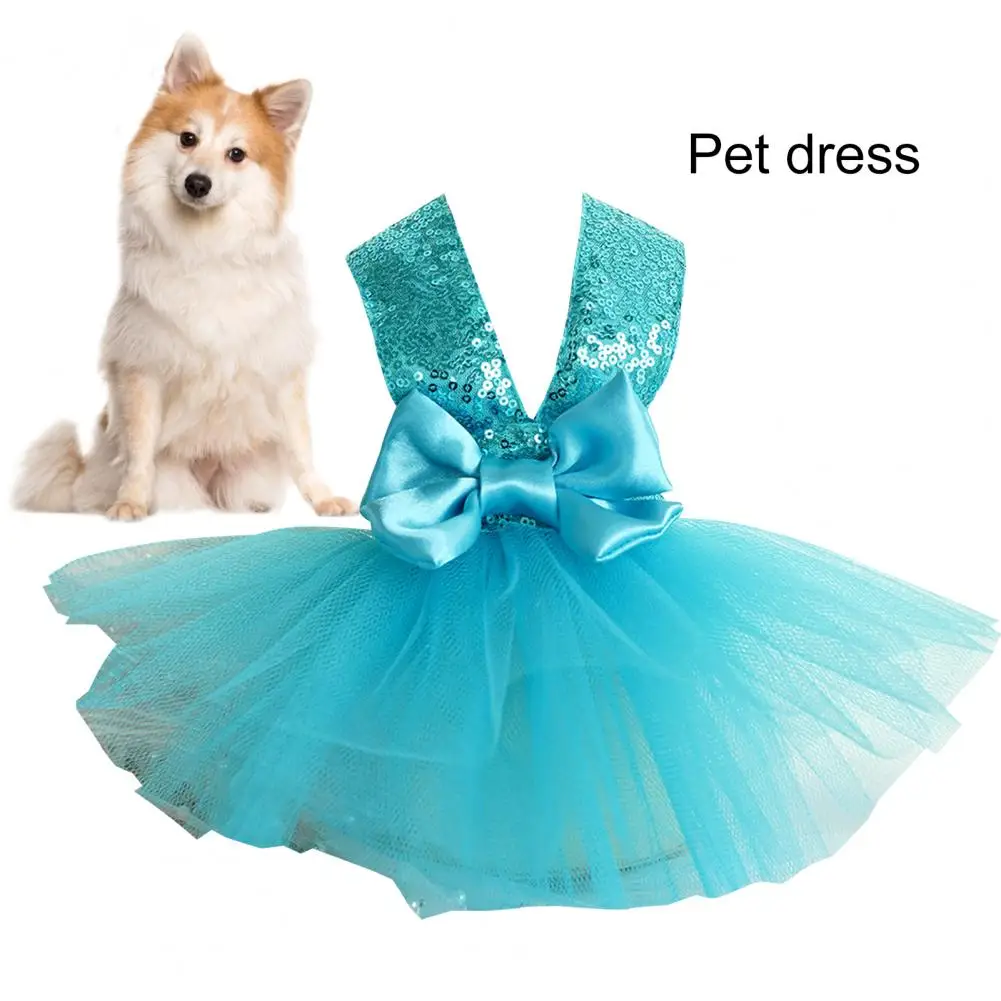 Beautiful  Pet Dress Comfortable York Clothes Pet Cat Dress Big Bowknot Polyester Puppy Wedding Dress Party Wear