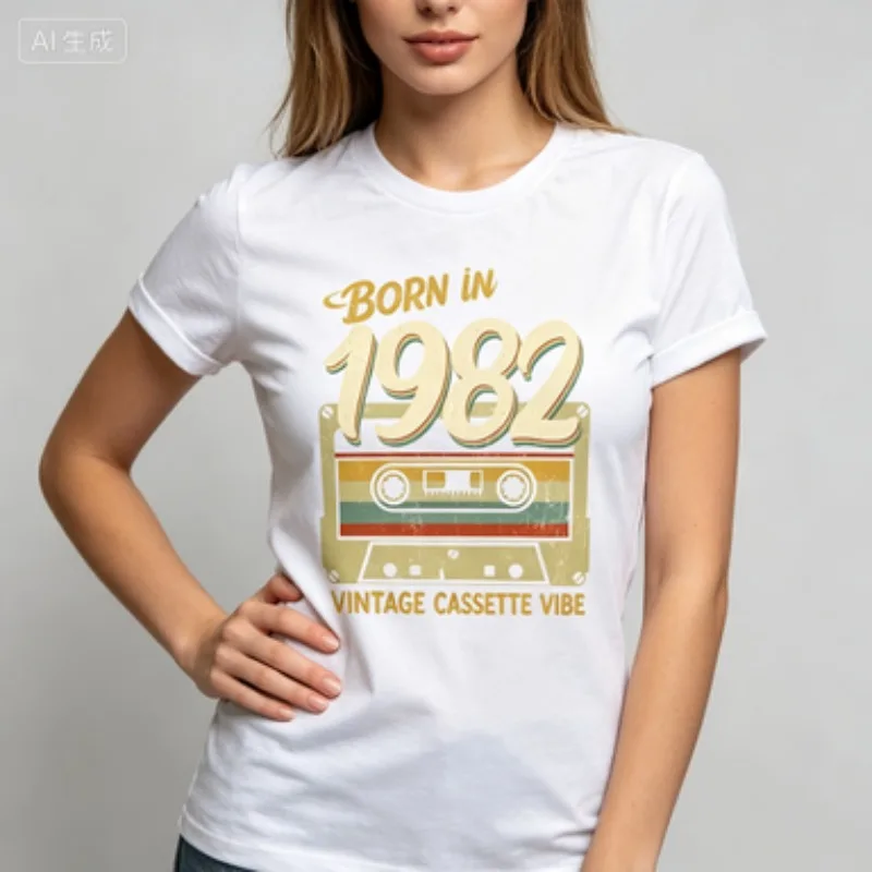 Made In 1982 Limited Edition Graphic Print T Shirt Women Birthday Gift Tshirt Femme Harajuku Shirt Summer Fashion T-Shirt Female