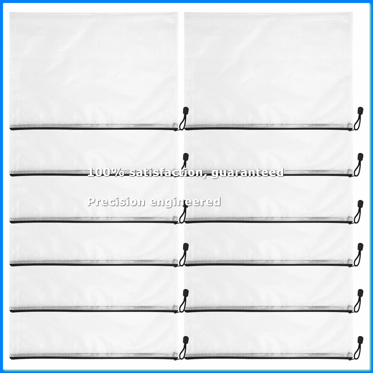 12PCS A3 Folder, Information Zipper Bag Plastic Wallet Mesh File Bag Zipper Bag Zipper Wallet-A22U