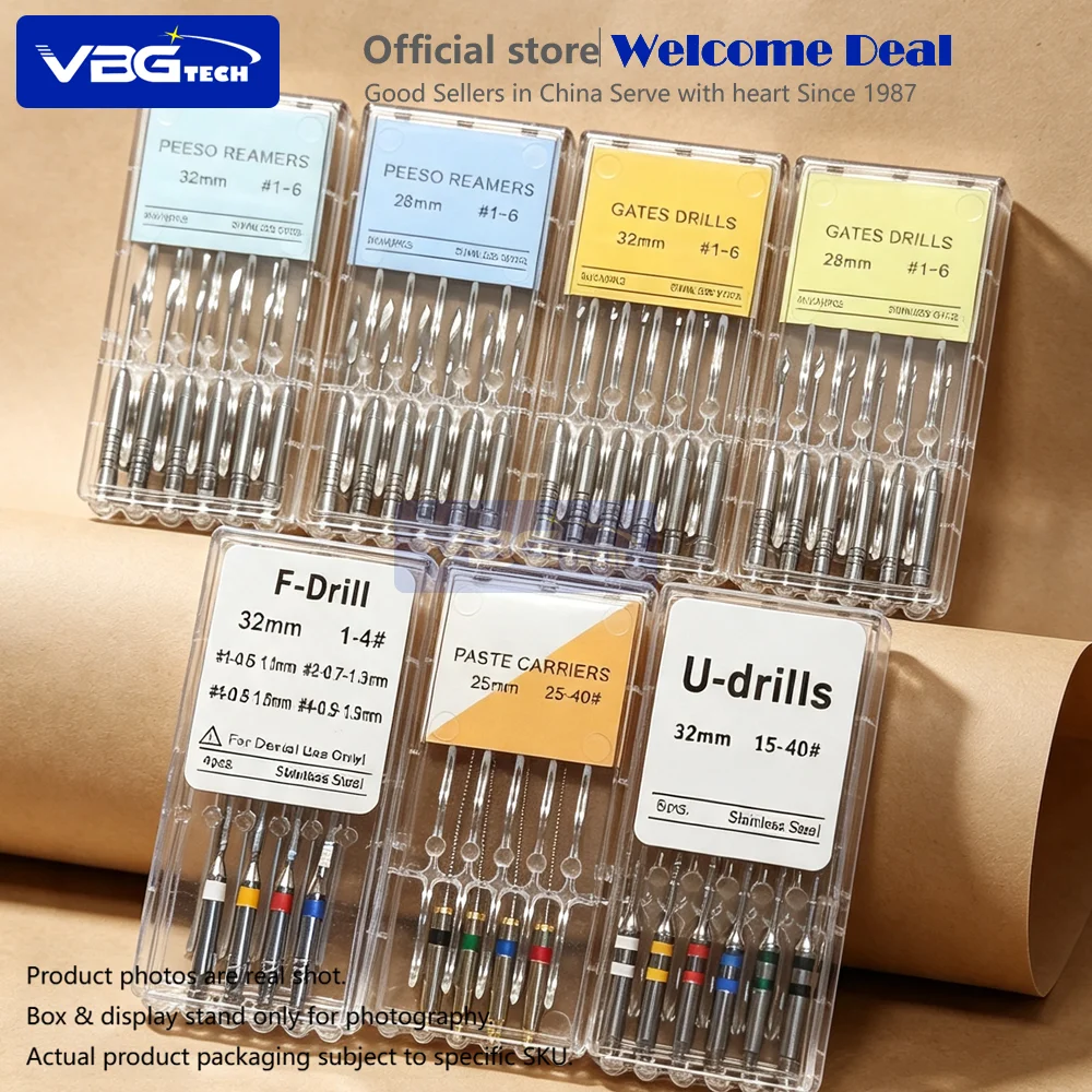 6Pcs/Pack Dental Endodontic Gates Drill Glidden Rotary 32mm Engine Use Stainless Steel Endo Files #1-6 Dental Accessories Tools