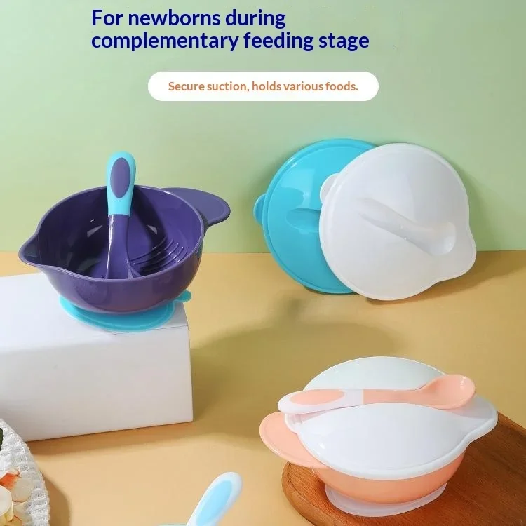 

Multifunctional Baby Dining Set Suction Anti-tip Bowl Grinding Design Tableware Kit for Infant Self-Feeding & Weaning