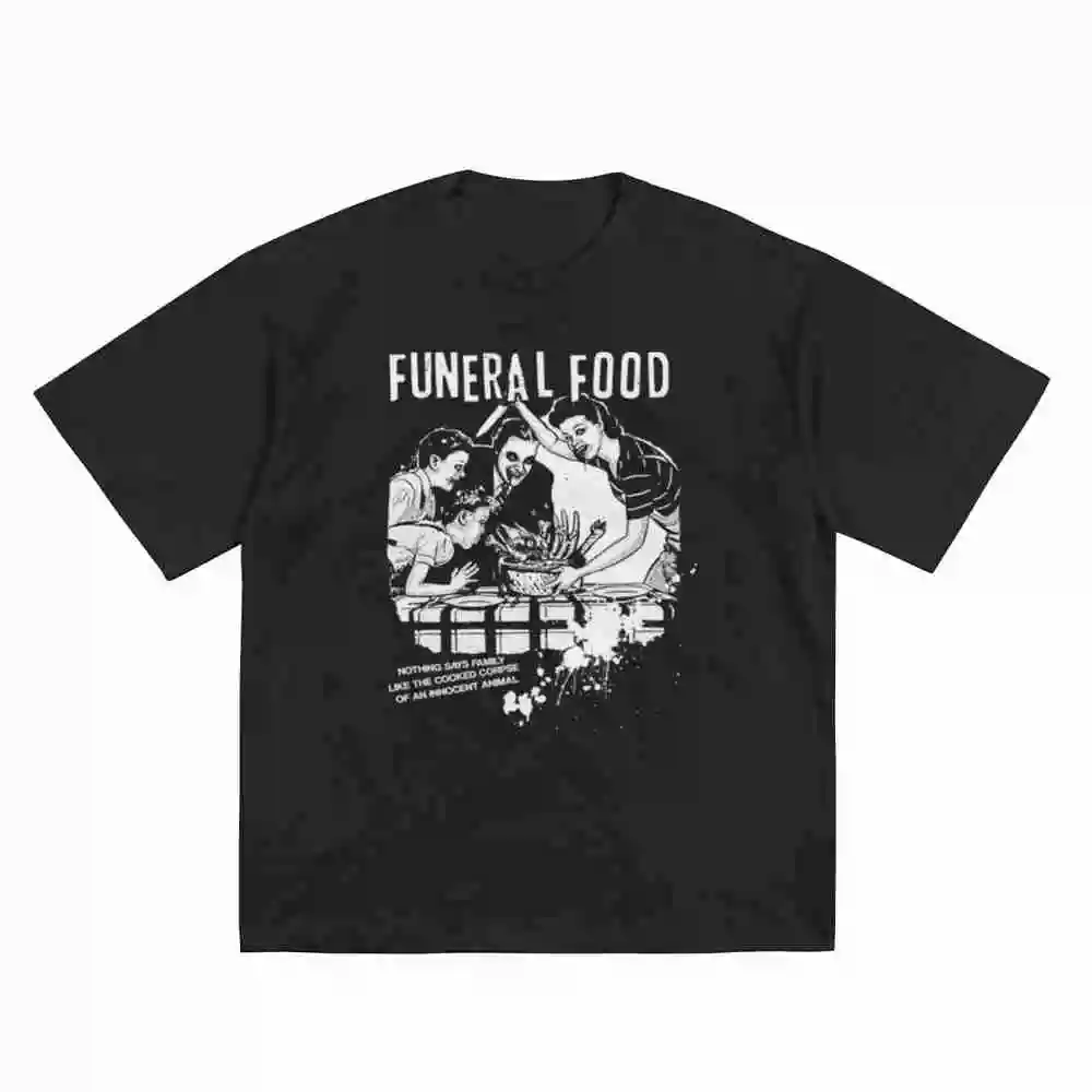 Funeral Food Animal Rights Vegan Punk Short Sleeve Tee 100% Cotton T-Shirt