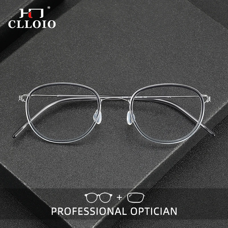 

CLLOIO Acetate Titanium Glasses Men Women Reading Elliptical Frame Glasses Prescription Customization Anti Blue Light Eyeglasses