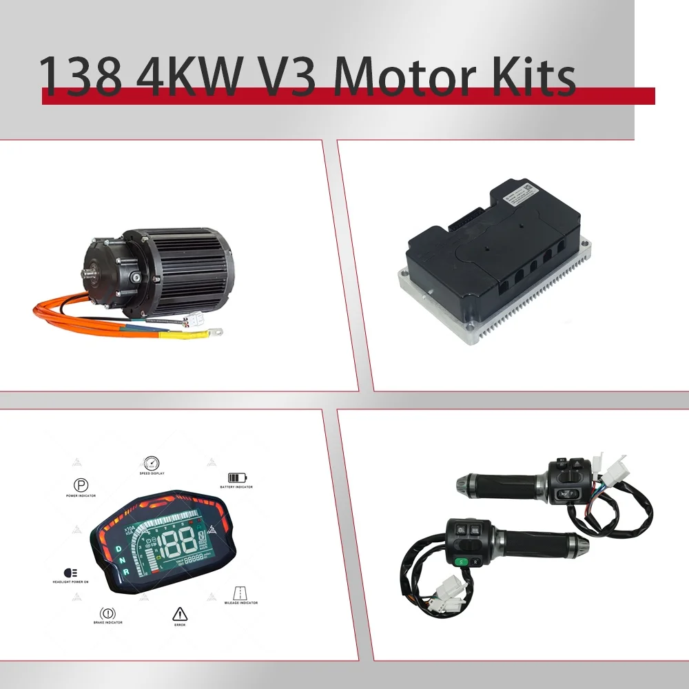 

New QS138 90H V3 4KW with 1:2.35 Gear Box 7200rpm Mid Drive Motor Kits with ND72680 Controller 350A 680A Line Communication for