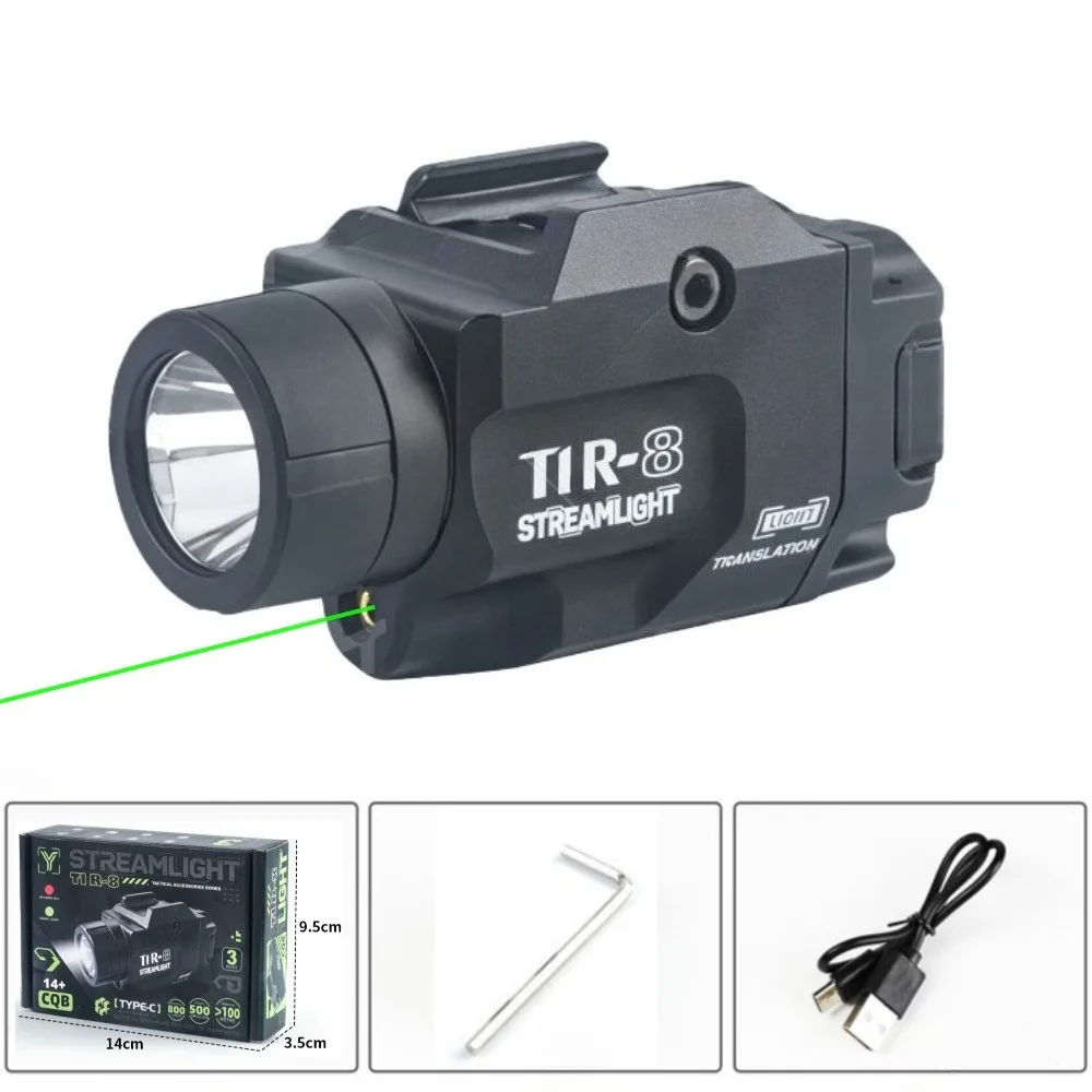 800Lumen Pistol Tactical LED Flashlight with Red/Green Dot LED Strobe Gun Light Fit 20mm Rail for Outdoor Shooting