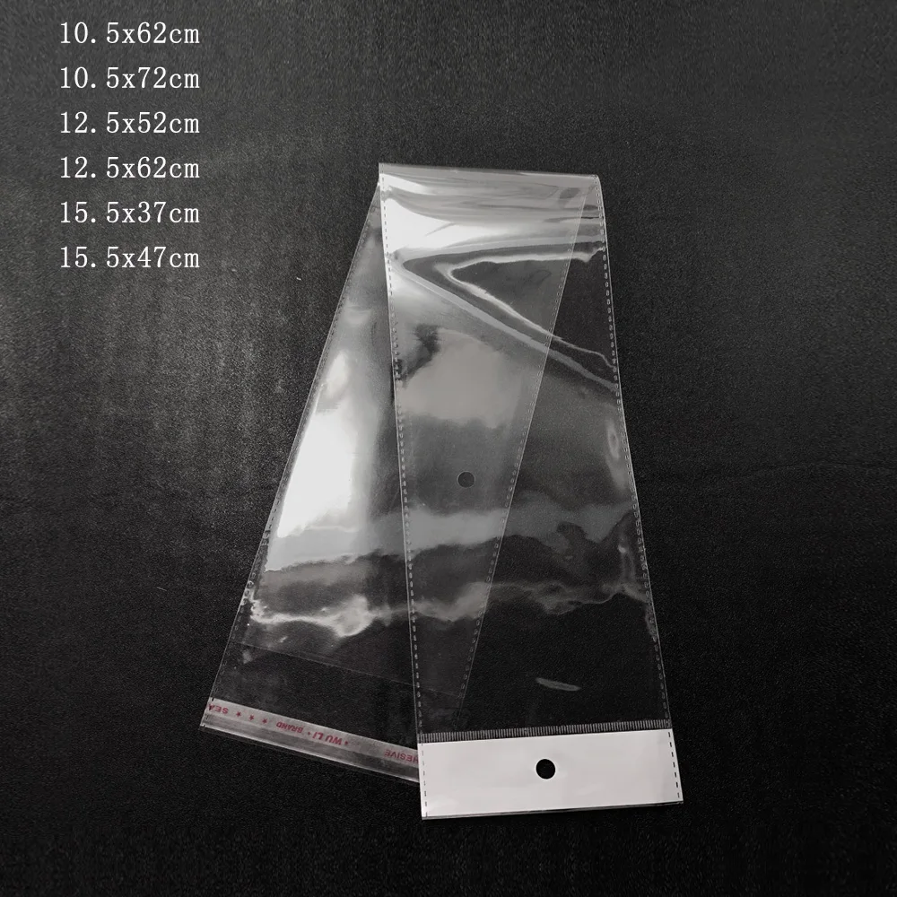 

Long white OPP Plastic Transparent Self-adhesive Bags 100pcs/lot Transparent Pearlised Film Package Pouch for Wig Hairpiece