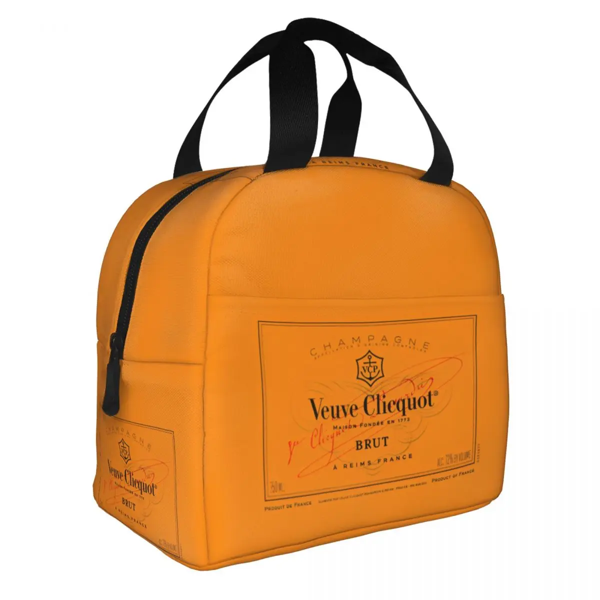 Champagne Orange Insulated Lunch Bags Thermal Bag Lunch Container Veuves Clicquots Large Tote Lunch Box Food Handbags Beach