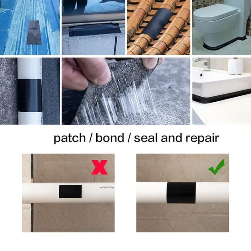 Pvc Waterproof Tape Black/white/transparent Leak Proof Stop Leak Repair Crack Black/white/transparent Self-adhesive Tape