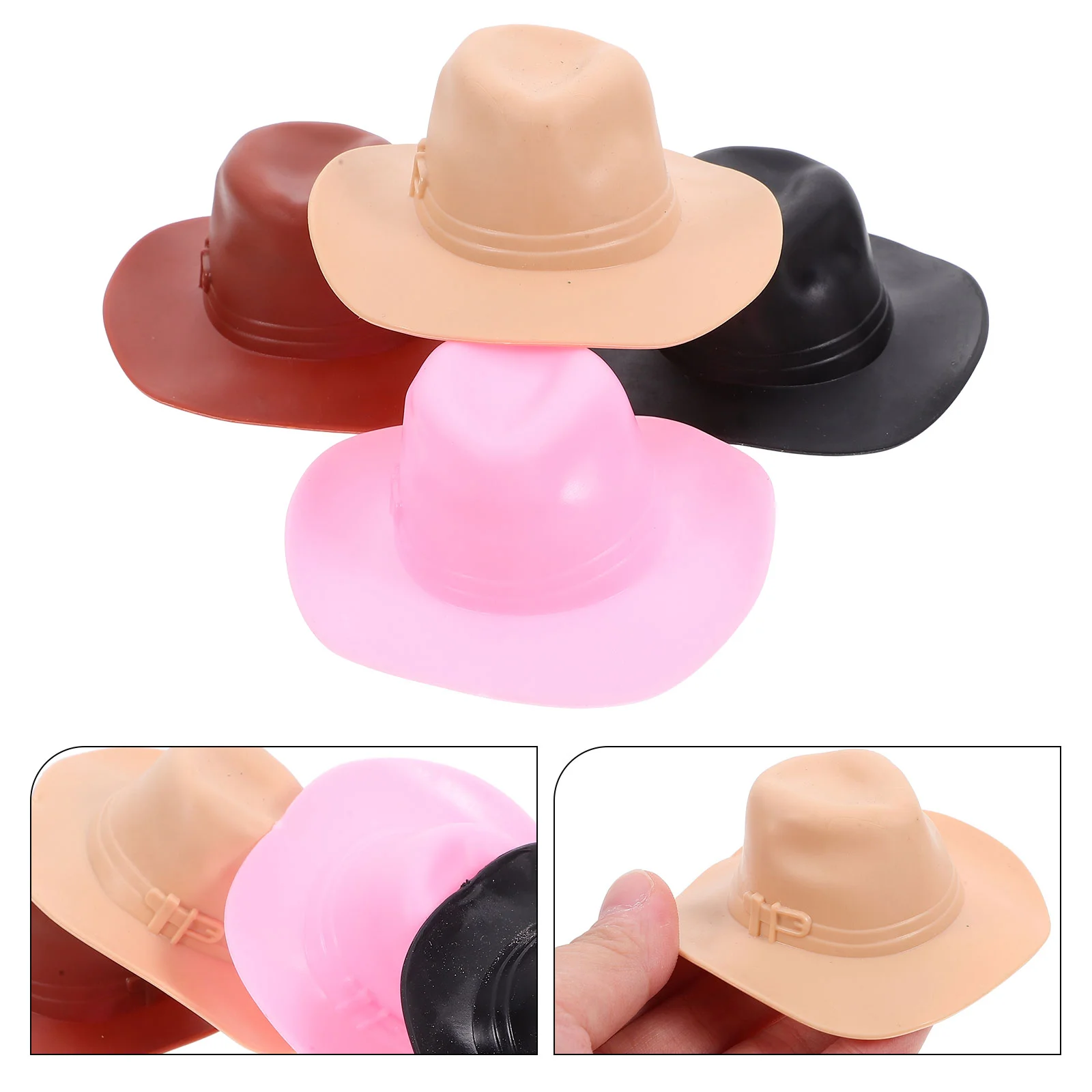 12 Uds sombrero vaquero gorra vaquera Mini para manualidades casa pastel decoraciones pequeños sombreros miniatura pequeña plástico Cowgirl bebidas suministros