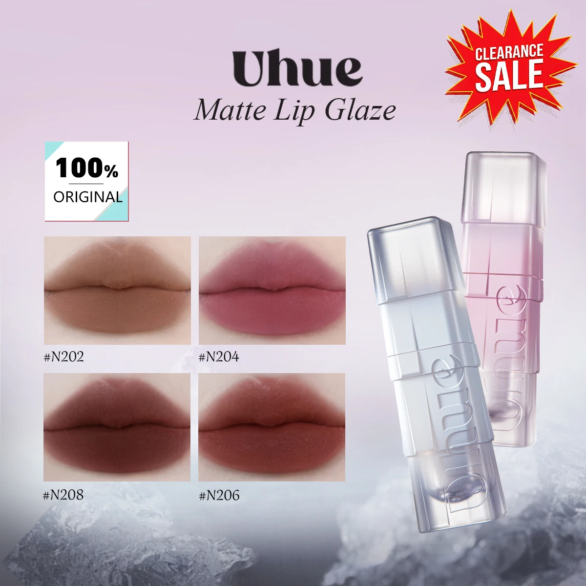 [ClearanceSale] Uhue Matte Lip Glaze,Matte Texture,Smooth & Lightweight,High-end Matte Finish,Long-lasting & Transfer-Resistant