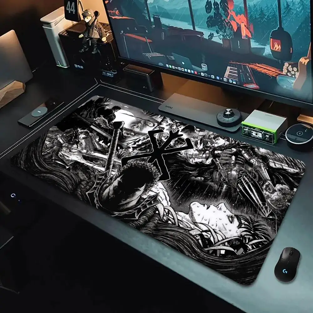Warrior Berserk Theme Mouse Pad XXL Large Computer Office Game Table Pad Rubber Anti-Slip Locking Edge Expanded Long Table Pad