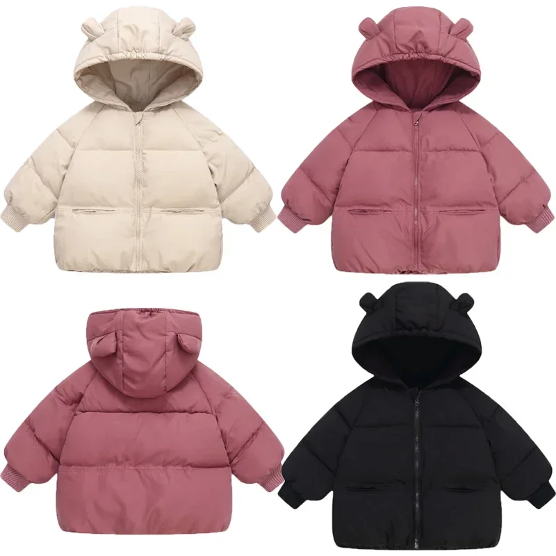 2-6 Years Autumn Winter Girls Jacket Thick Keep Warm Cotton Padded Hooded Coats For Kids Children Cold Outerwear