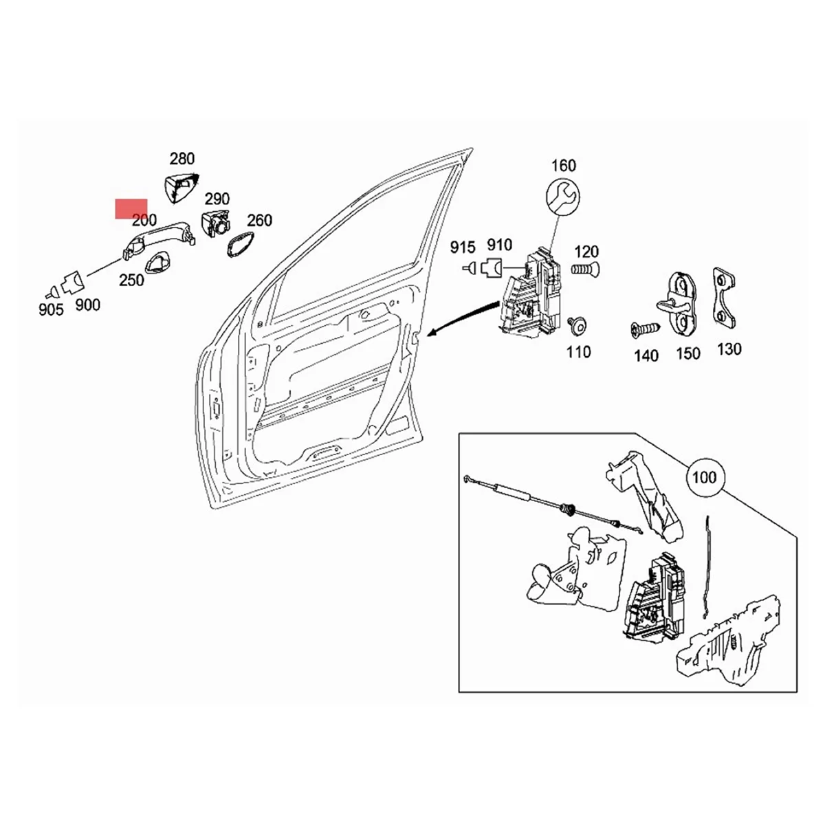 

#451J Car Front/Rear Left Door Handle for Benz W164 ML500 ML300 X164 GL450 A1647600370 (Black&Silver)