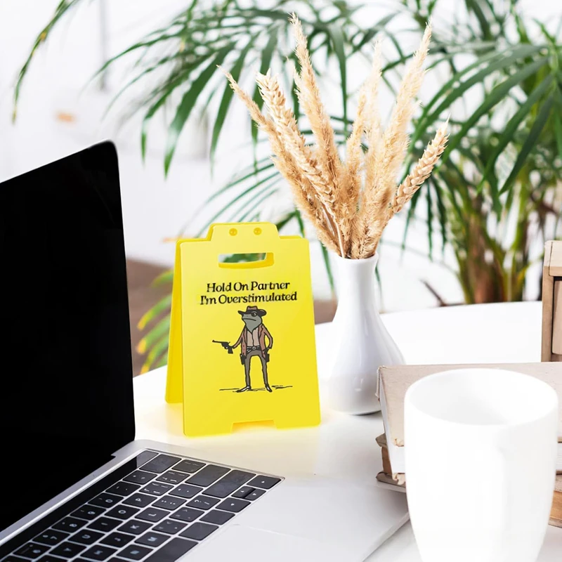 Hold On Partner I'm Overstimulated Desk Sign Desk Decor Funny Desk Sign Office Decor for Women Coworkers