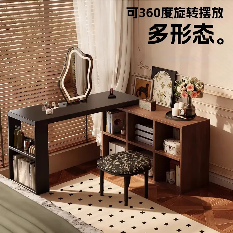 for Medieval Style Desk Household Retro Semi-Enclosed Computer Table Girls Bedroom Corner Dresser Storage Cabinet Integrated