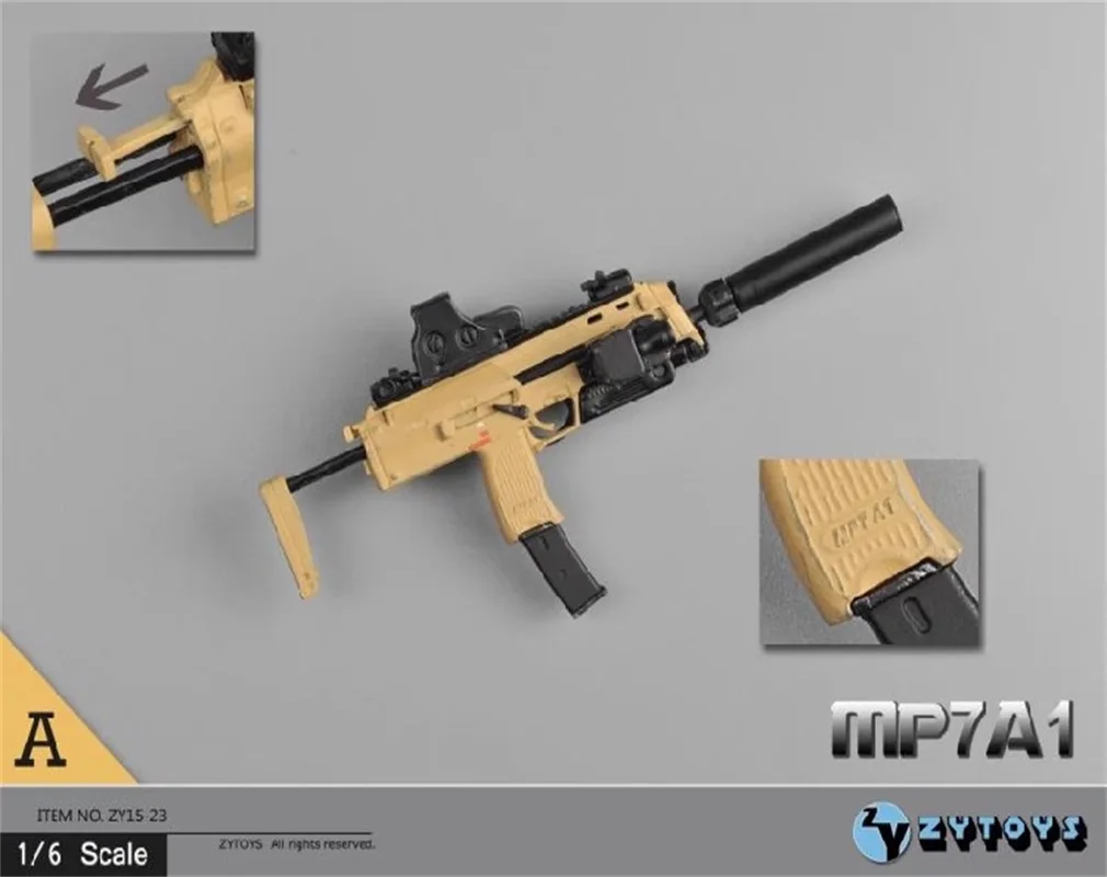 ZYTOYS ZY15-23 1/6 Waffe MP7A1 Maschinenpistole 10CM Kunststoff Modell Spielzeug Zubehör Fit 12'' Action-figuren Auf Lager