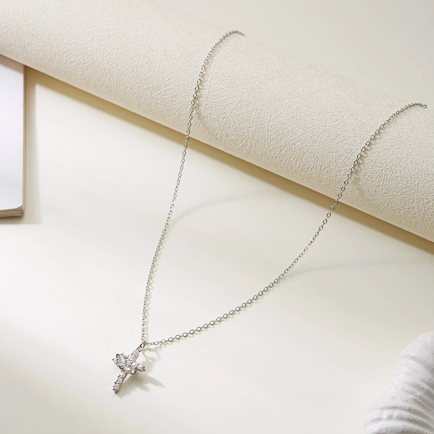 مكعب الزركون تدوير تاج الصليب قلادة القلائد للنساء الكلاسيكية الفولاذ المقاوم للصدأ سلسلة المختنق مجوهرات الحفلات للرجال النساء #6