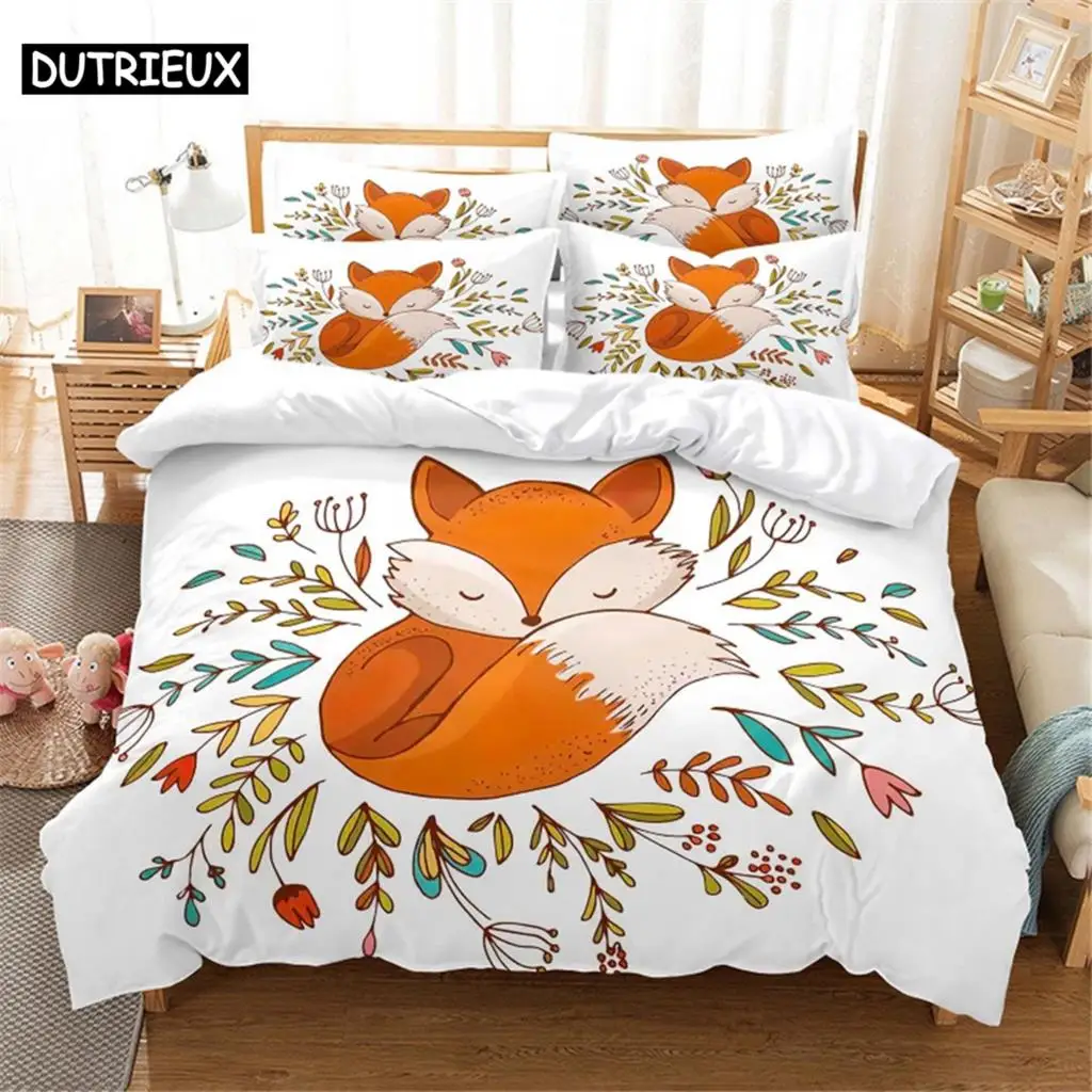 3D Fox Bedding Set Queen Bedding Duvet Cover Set Bedding Set Bed Cover Cotton Queen Bedroom Bed Cover Set Bed Set Bedding