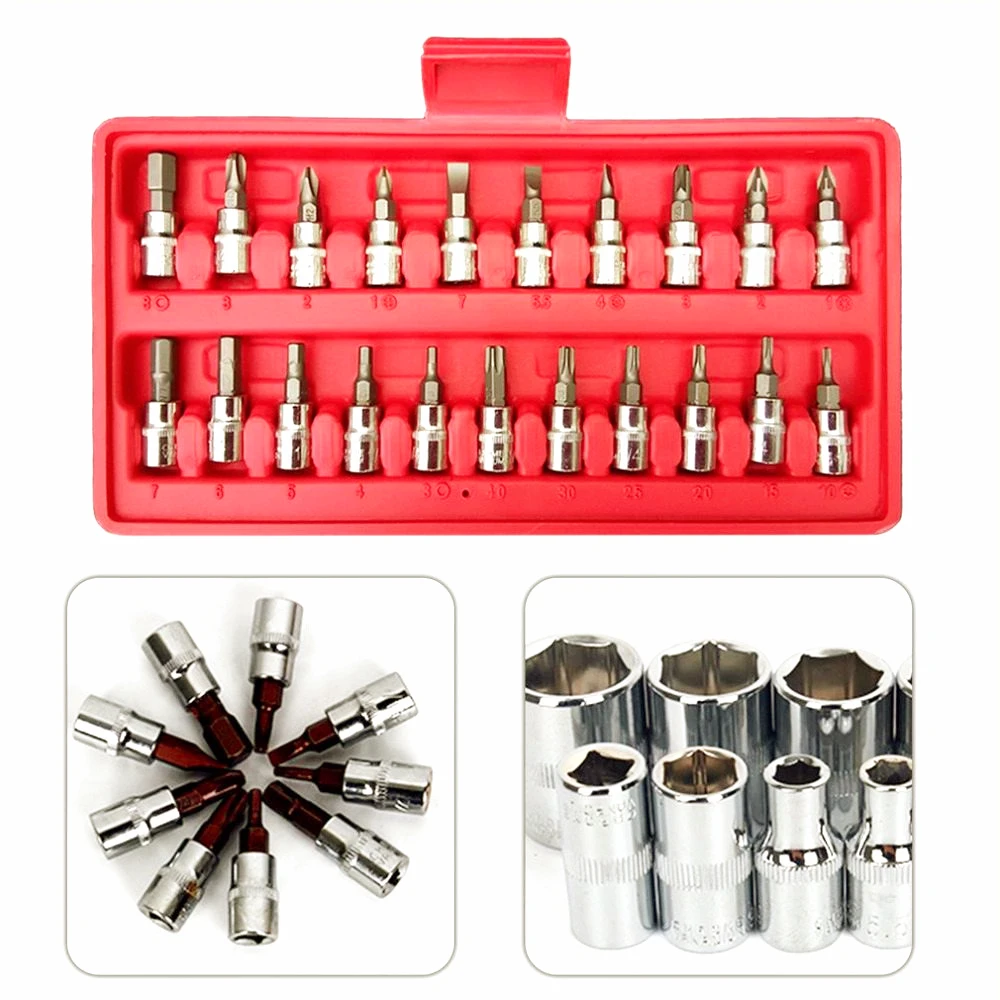 Imagem -02 - Conjunto de Combinação de Aço Carbono para Reparo Automotivo Chave Soquete Chave Inglesa Chave de Fenda Doméstico Motocicleta 46 Pcs