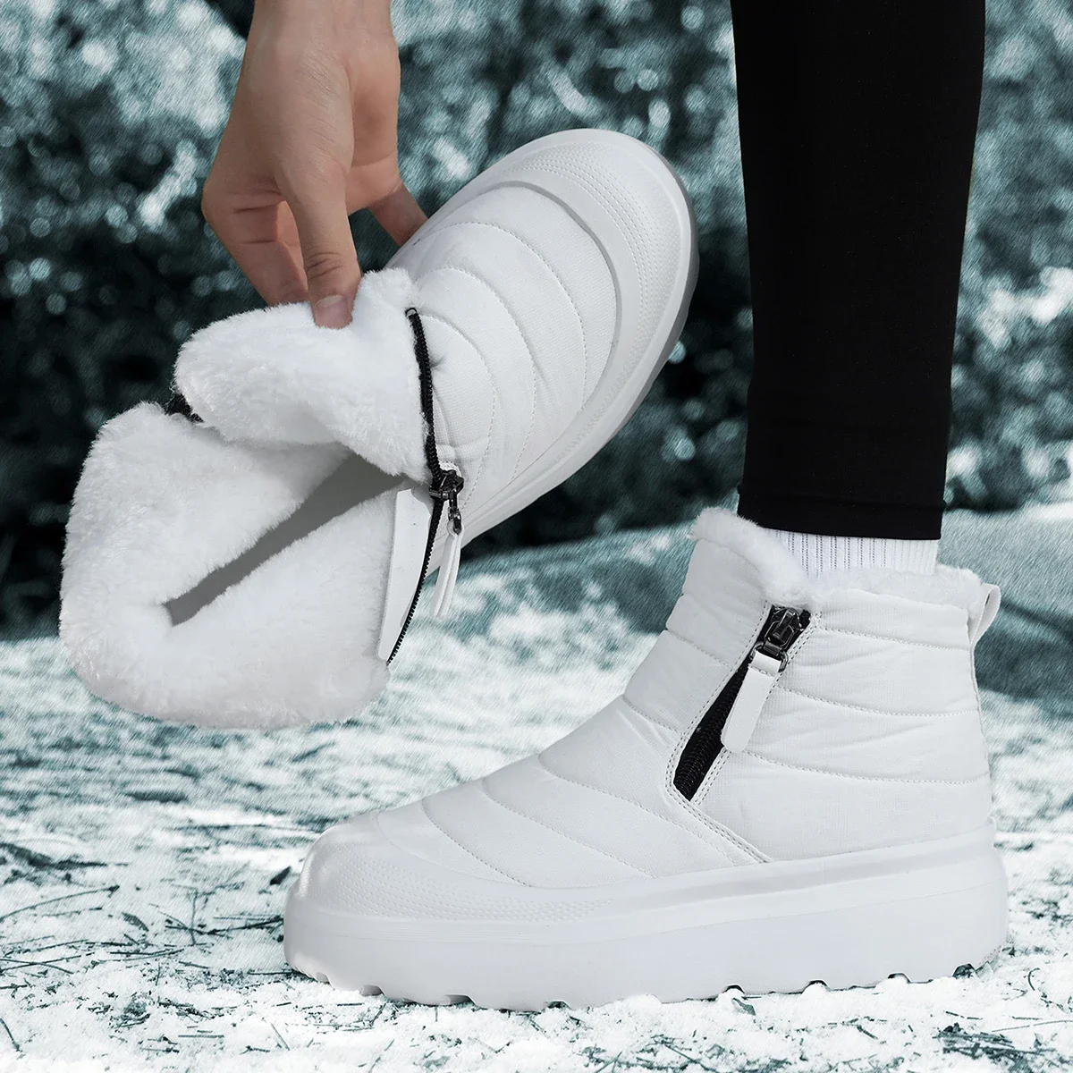 

Women Warm Fur Lined Winter Snow Boots Waterproof Ankle Boots Outdoor Short Boots Comfortable Shoes Suitable for Cold Weather