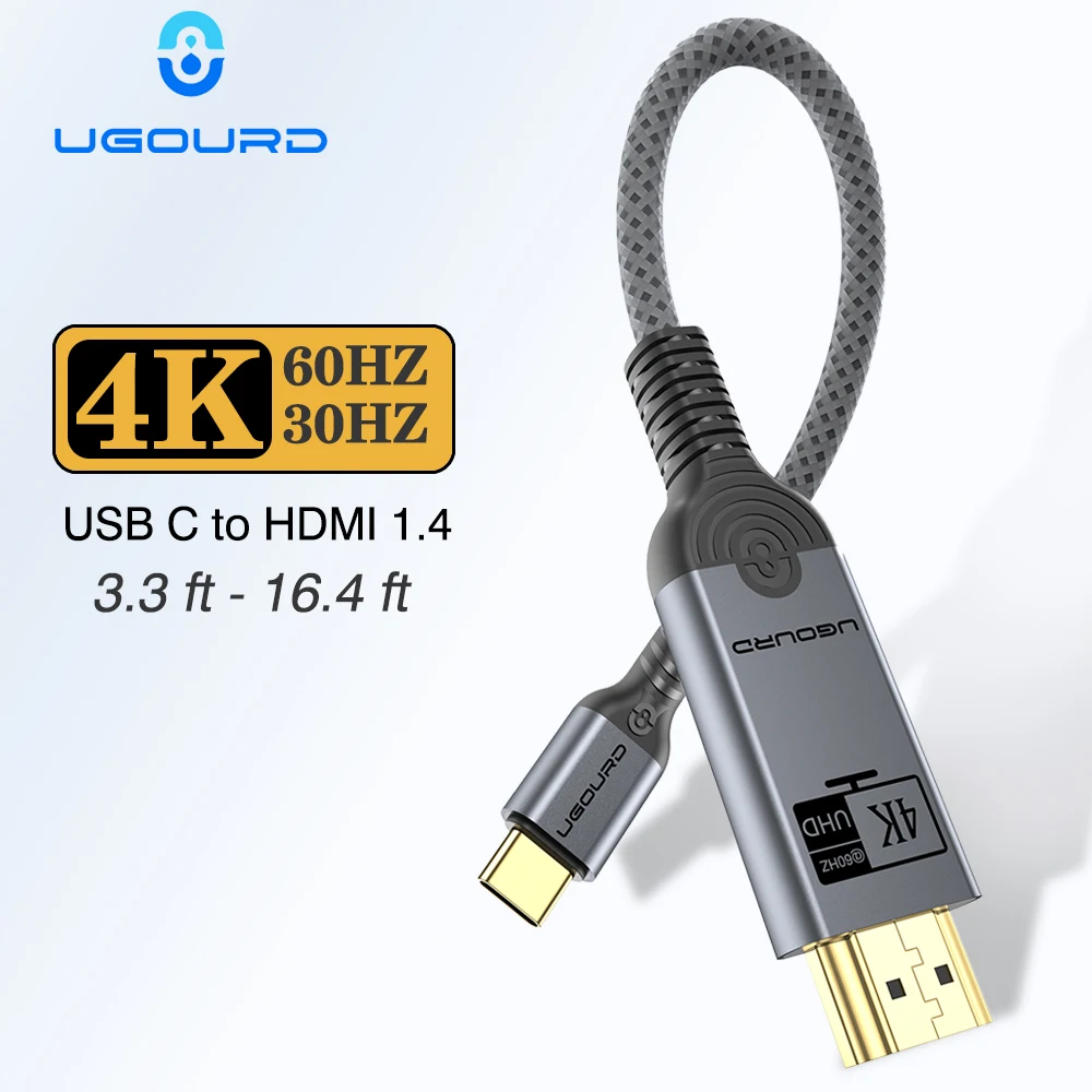 UGOURD USB C to HDMI 2.0 Compatible Cable 4K@60HZ USB Type C to HDMI1.4 Cable HDTV Converter 4K30Hz for MacBook iPad Pro Samsung