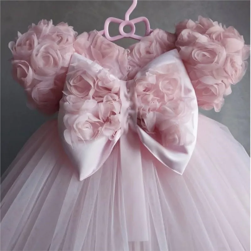 Baby Girl Princess 3D Flower Bow Tutu Dress Infant Toddler Child Vestido Wedding Party Birthday Xmas Pageant Baby Clothes 1-14Y view 3