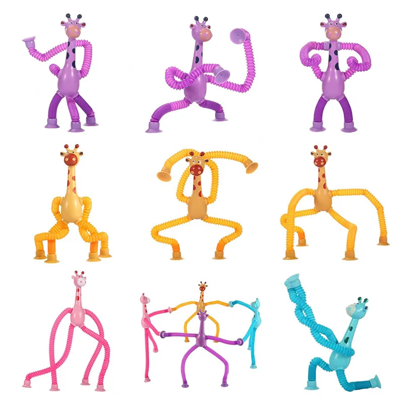 Fidget Brinquedos Crianças Ventosa Brinquedos Stress Relief Telescópicos Tubos Girafa Educacional Bebê Sensorial Anti-stress Squeeze Brinquedos