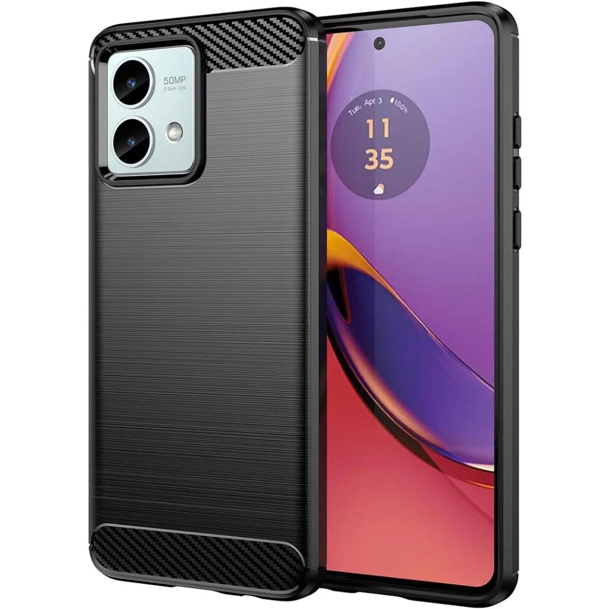 Black Carbon Tpu Gel case compatible with Motorola Moto G84 5G