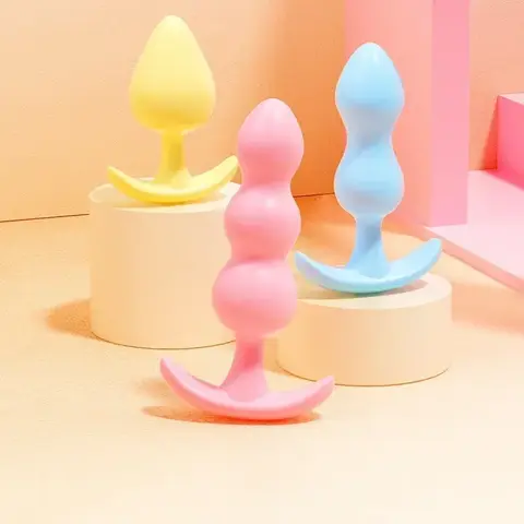 3pc/Set Silicone Butt Plug Ease-in -Anal Plugs Training Set Expandable Beginner Anales Beads Beginner Soft Silicone Anal Plugs