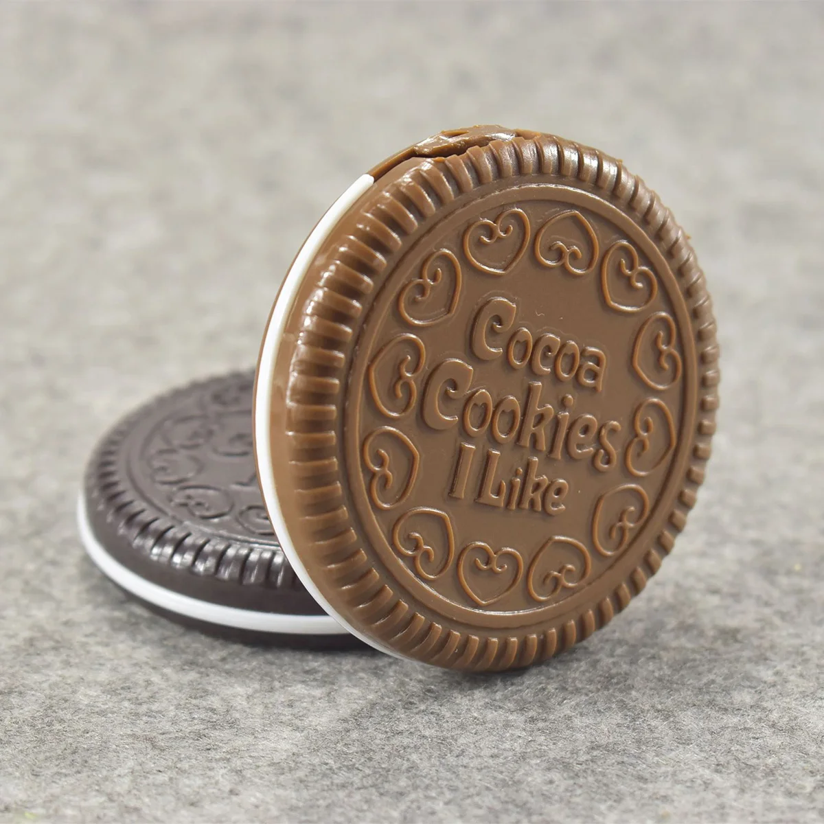 チョコレートクッキー風のクリアコンパクトミラー、女性の必需品、軽量ポケットミラー