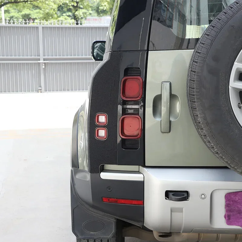 

For Land Rover Defender 90 110 130 2020-2024 PVC Black Car Rear Fog Lamps Turn Signal Trim Stickers Car Accessories