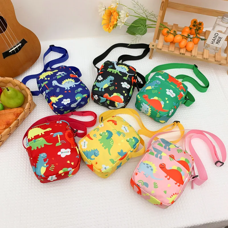 Mini bolso de hombro para niños, bolso cruzado con estampado de dinosaurio de dibujos animados, BILLETERA, tarjetero, bolsa de almacenamiento para teléfono