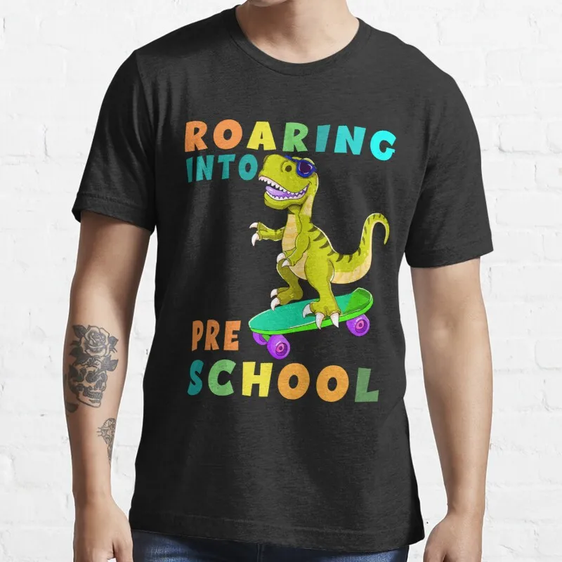 New Roaring Into Preschool  7 T-Shirt Cotton Men Tee Shirt Mens Golf Shirt Custom Aldult Teen Unisex Digital Printing Tee Shirt