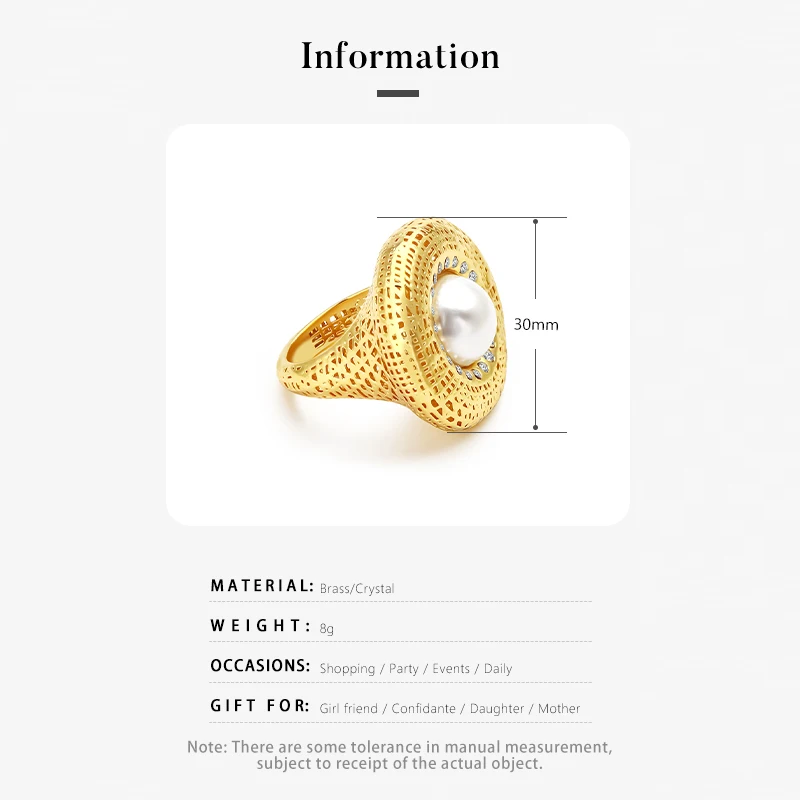 IVOG Hollow Crystal Inlay Ring For Women Brass Gold Color Rings Street Fashion Birthday Jewerly Official Flagship Store